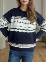 Load image into Gallery viewer, Contrast Round Neck Dropped Shoulder Sweater
