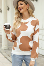 Load image into Gallery viewer, Flower Round Neck Dropped Shoulder Sweater
