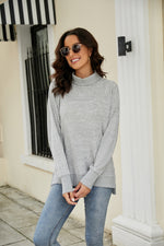 Load image into Gallery viewer, Heathered Slit High-Low Long Sleeve Top
