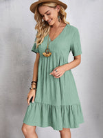 Load image into Gallery viewer, Full Size V-Neck Short Sleeve Dress
