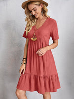 Load image into Gallery viewer, Full Size V-Neck Short Sleeve Dress
