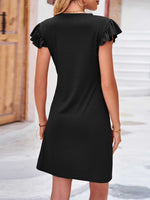 Load image into Gallery viewer, Ruffled Round Neck Cap Sleeve Mini Dress
