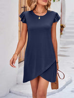 Load image into Gallery viewer, Ruffled Round Neck Cap Sleeve Mini Dress
