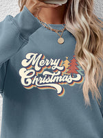 Load image into Gallery viewer, Christmas Letter Graphic Round Neck Sweatshirt
