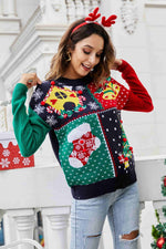 Load image into Gallery viewer, Christmas Color Block Knit Pullover
