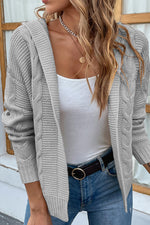 Load image into Gallery viewer, Cable-Knit Dropped Shoulder Hooded Cardigan
