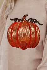 Load image into Gallery viewer, Sequin Pumpkin Round Neck Long Sleeve Sweatshirt
