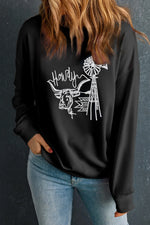 Load image into Gallery viewer, Graphic Round Neck Long Sleeve Sweatshirt
