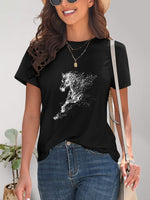 Load image into Gallery viewer, Horse Round Neck Short Sleeve T-Shirt
