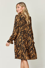 Load image into Gallery viewer, Double Take Full Size Printed Ruffle Hem Long Sleeve Dress
