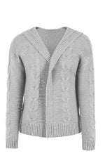 Load image into Gallery viewer, Cable-Knit Dropped Shoulder Hooded Cardigan
