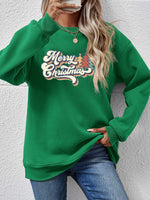 Load image into Gallery viewer, Christmas Letter Graphic Round Neck Sweatshirt
