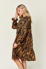 Load image into Gallery viewer, Double Take Full Size Printed Ruffle Hem Long Sleeve Dress
