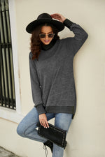 Load image into Gallery viewer, Heathered Slit High-Low Long Sleeve Top
