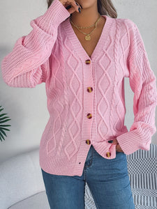 Cable-Knit Long Sleeve Cardigan