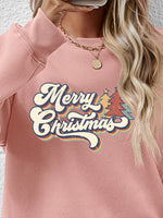 Load image into Gallery viewer, Christmas Letter Graphic Round Neck Sweatshirt
