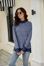 Load image into Gallery viewer, Heathered Slit High-Low Long Sleeve Top
