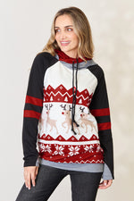 Load image into Gallery viewer, Double Take Full Size Christmas Drawstring Long Sleeve Hoodie
