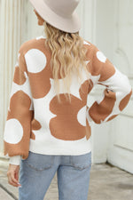 Load image into Gallery viewer, Flower Round Neck Dropped Shoulder Sweater
