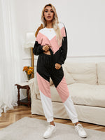 Load image into Gallery viewer, Ivy Lane Chevron Color Block Sweatshirt and Joggers Set
