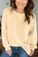 Load image into Gallery viewer, Exposed Seam Round Neck Long Sleeve Sweatshirt
