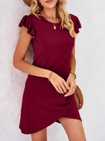 Load image into Gallery viewer, Ruffled Round Neck Cap Sleeve Mini Dress
