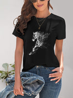 Load image into Gallery viewer, Horse Round Neck Short Sleeve T-Shirt
