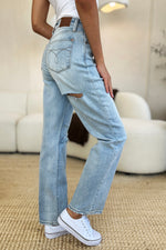 Load image into Gallery viewer, Judy Blue Full Size High Waist Distressed Straight Jeans
