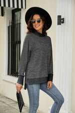 Load image into Gallery viewer, Heathered Slit High-Low Long Sleeve Top
