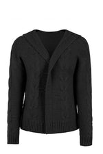 Load image into Gallery viewer, Cable-Knit Dropped Shoulder Hooded Cardigan
