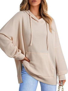 Drawstring Slit Hoodie