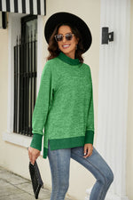 Load image into Gallery viewer, Heathered Slit High-Low Long Sleeve Top
