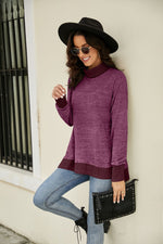 Load image into Gallery viewer, Heathered Slit High-Low Long Sleeve Top
