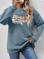 Load image into Gallery viewer, Christmas Letter Graphic Round Neck Sweatshirt
