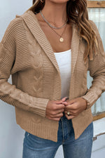 Load image into Gallery viewer, Cable-Knit Dropped Shoulder Hooded Cardigan
