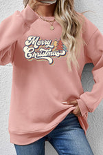 Load image into Gallery viewer, Christmas Letter Graphic Round Neck Sweatshirt
