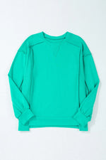 Load image into Gallery viewer, Exposed Seam Round Neck Long Sleeve Sweatshirt
