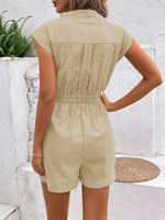 Load image into Gallery viewer, Striped Notched Tie Waist Romper
