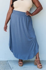 Load image into Gallery viewer, Doublju Comfort Princess Full Size High Waist Scoop Hem Maxi Skirt in Dusty Blue
