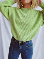 Load image into Gallery viewer, Round Neck Dropped Shoulder Long Sleeve Sweater
