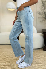 Load image into Gallery viewer, Judy Blue Full Size High Waist Distressed Straight Jeans
