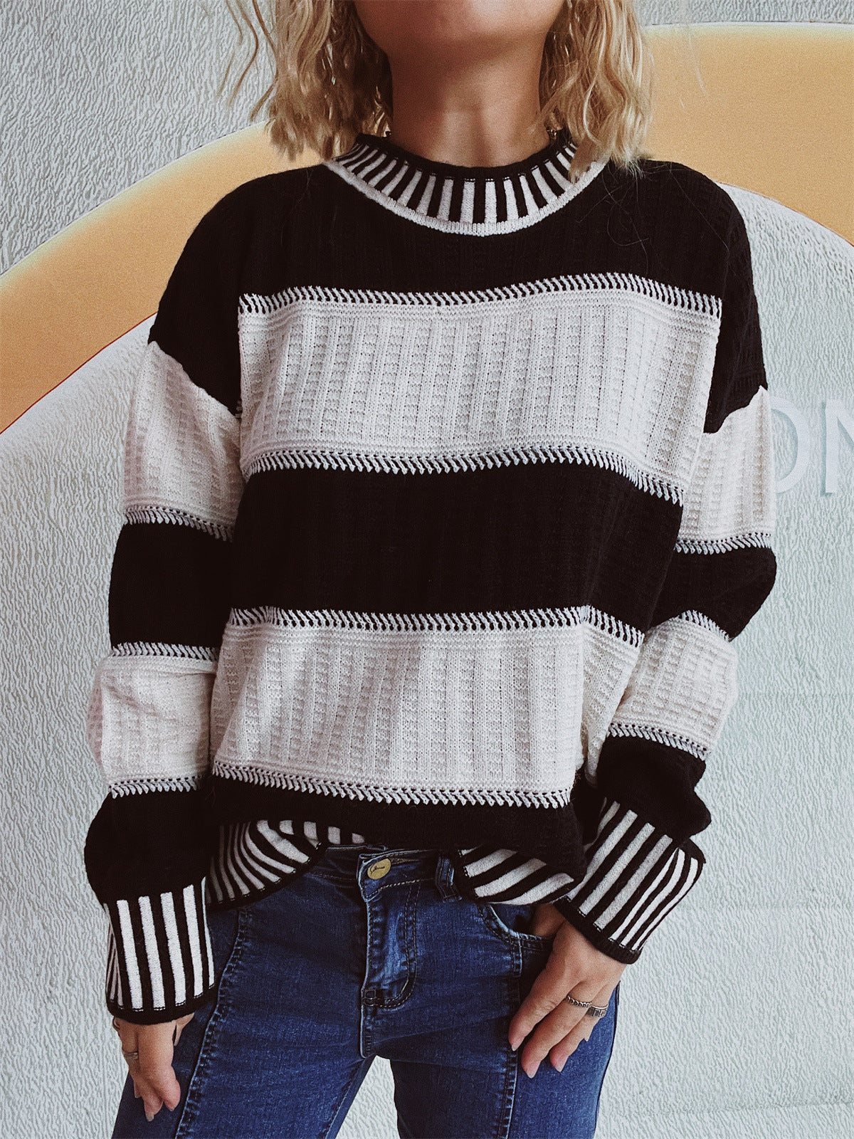 Contrast Striped Sweater