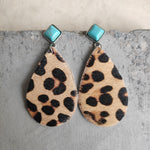 Load image into Gallery viewer, Artificial Turquoise Teardrop Earrings
