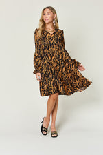 Load image into Gallery viewer, Double Take Full Size Printed Ruffle Hem Long Sleeve Dress
