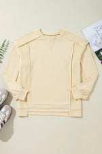 Load image into Gallery viewer, Exposed Seam Round Neck Long Sleeve Sweatshirt
