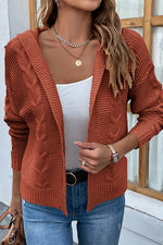 Load image into Gallery viewer, Cable-Knit Dropped Shoulder Hooded Cardigan
