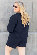 Load image into Gallery viewer, Texture Long Sleeve Top and Drawstring Shorts Set
