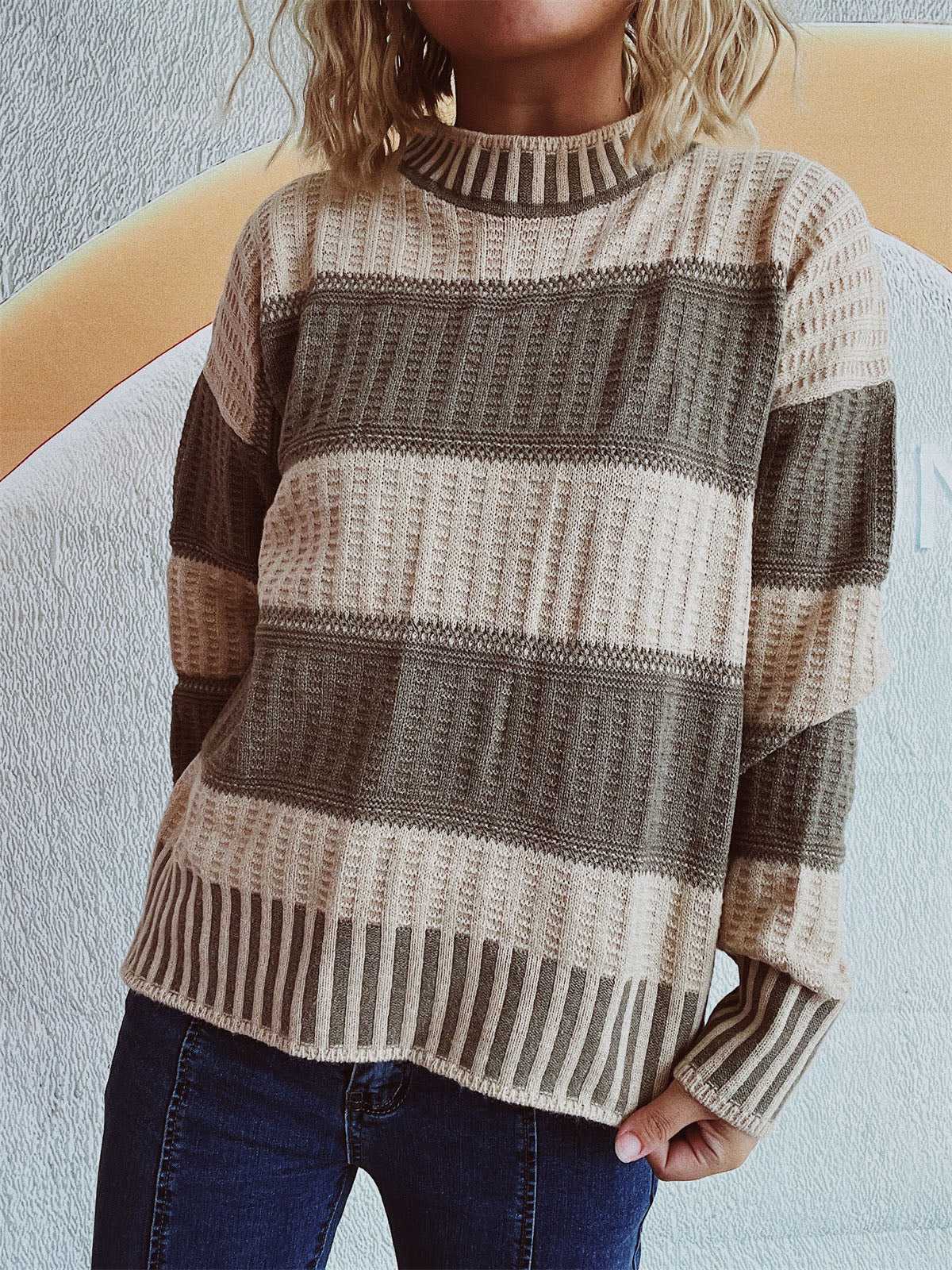 Contrast Striped Sweater