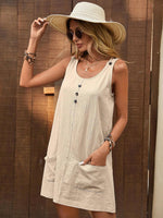 Load image into Gallery viewer, Decor Button Mini Tank Dress with Pockets
