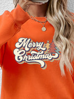 Load image into Gallery viewer, Christmas Letter Graphic Round Neck Sweatshirt
